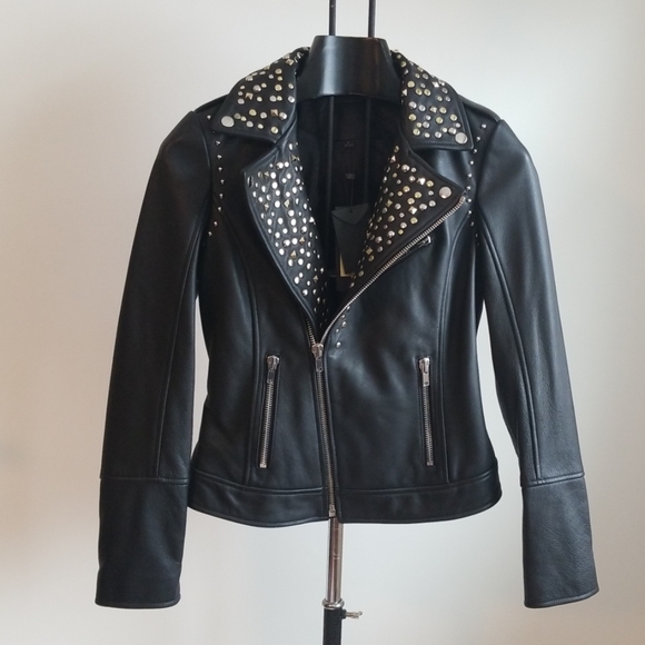 Rachel Zoe Jackets & Blazers - Rachel Zoe Black Studded Leather Size 4 Jacket NWT!